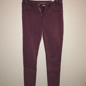Maroon skinny jeans